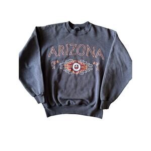 Vintage ‘93 Arizona Brieland Graphics Kokopelli Puff Prnt Faded Black L Crewneck